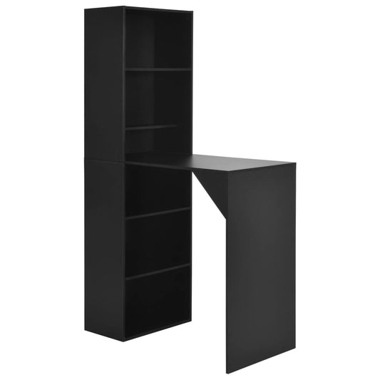 Bar Table with Cabinet Black