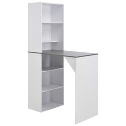 Bar Table with Cabinet, White