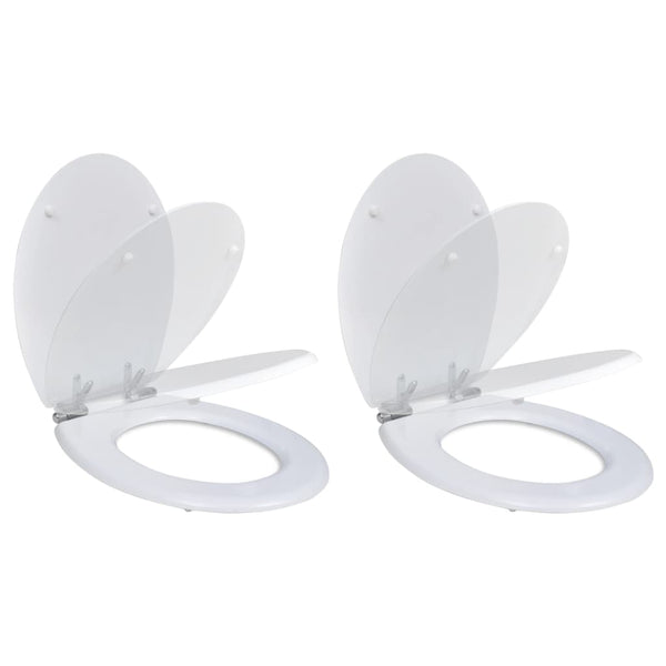  Toilet Seats with Soft Close Lids 2 pcs MDF White