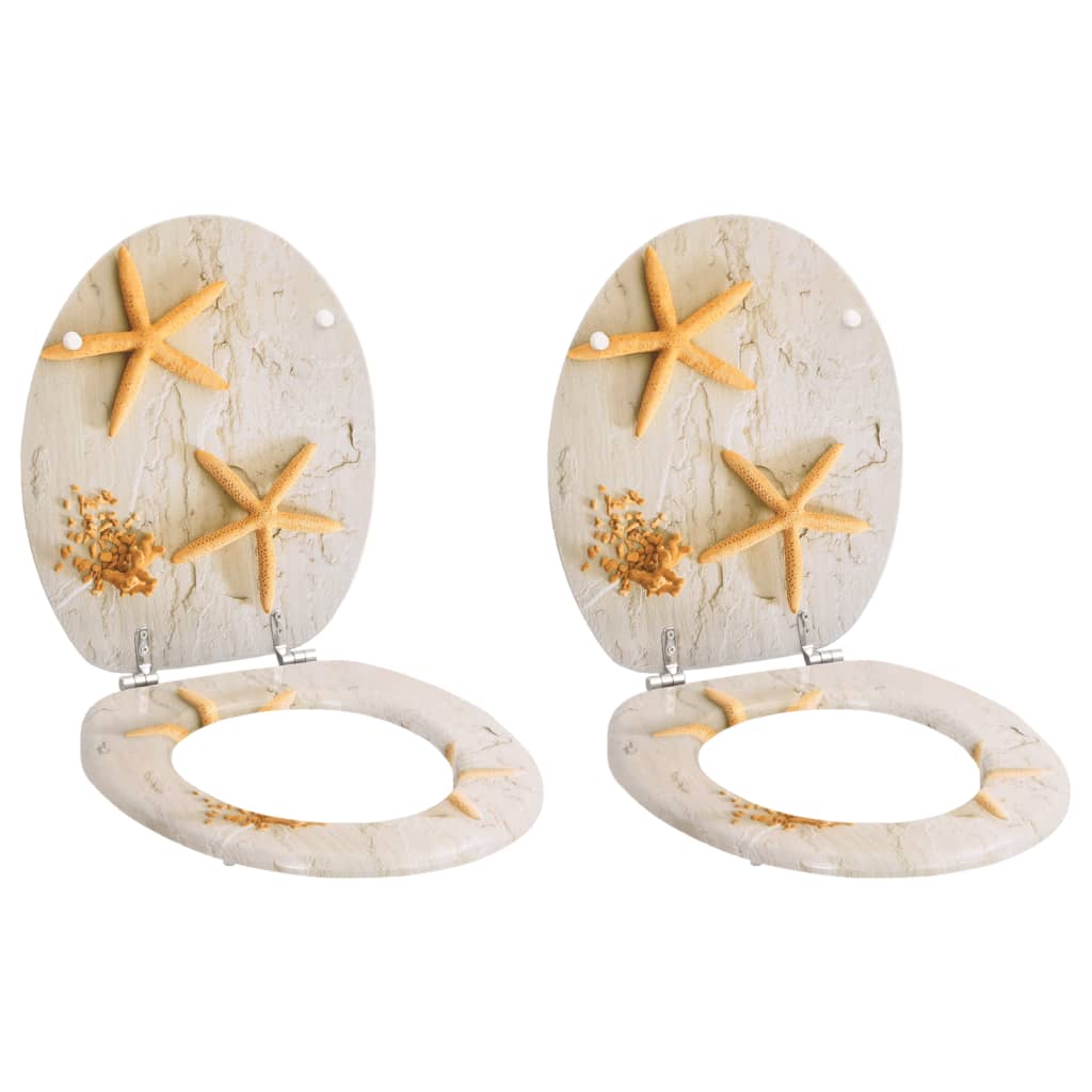 Toilet Seats with Hard Close Lids 2 pcs MDF Sea Star