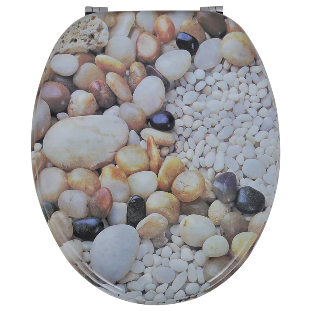 Toilet Seats with Hard Close Lids 2 pcs MDF Pebbles