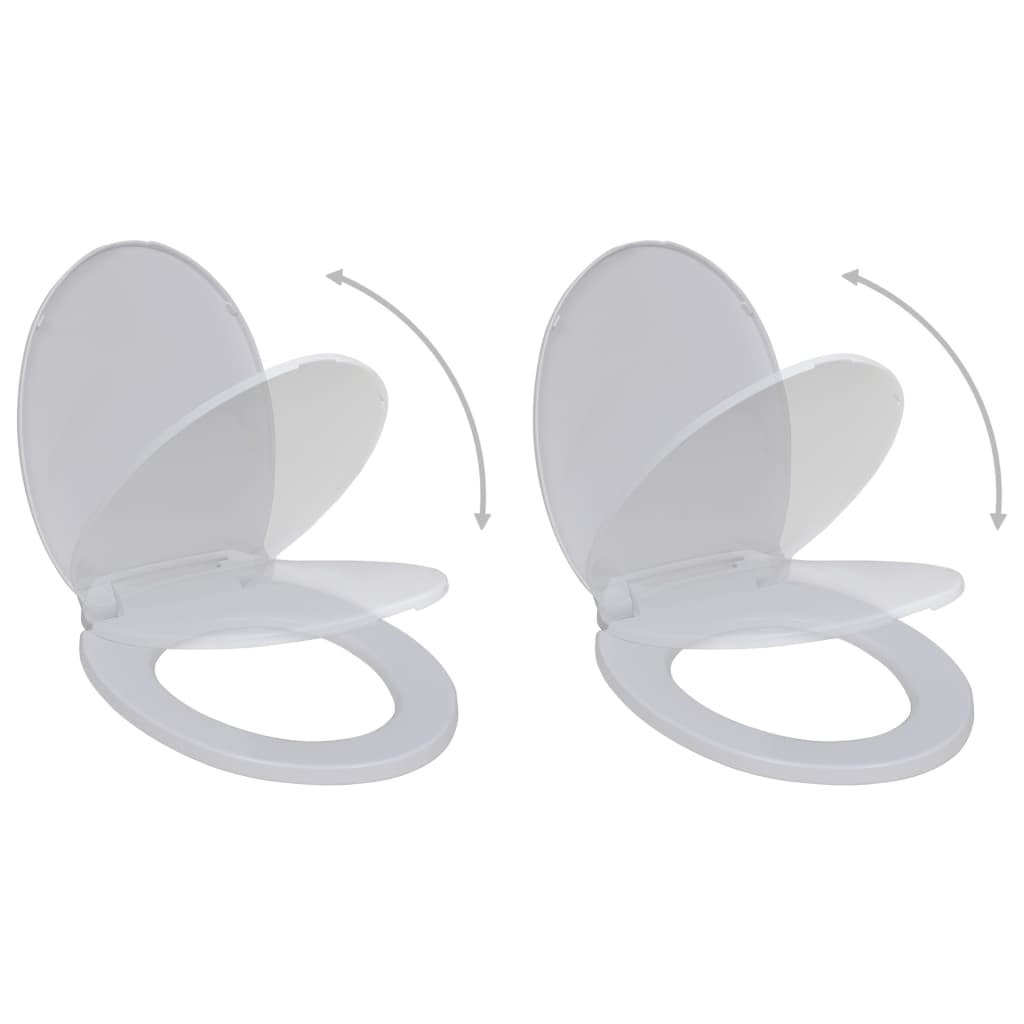Toilet Seats with Soft Close Lids 2 pcs Plastic White - 46×34cm
