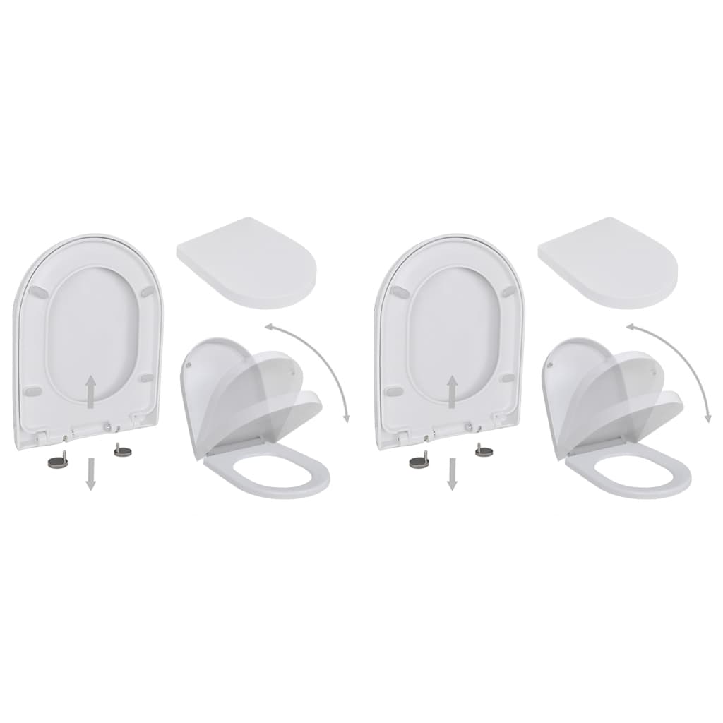 Toilet Seats with Soft Close Lids 2 pcs Plastic White - 46×36cm