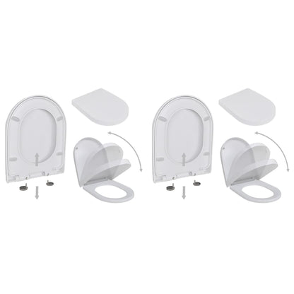 Toilet Seats with Soft Close Lids 2 pcs Plastic White - 46×36cm