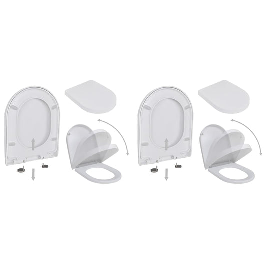 Toilet Seats with Soft Close Lids 2 pcs Plastic White - 46×36cm
