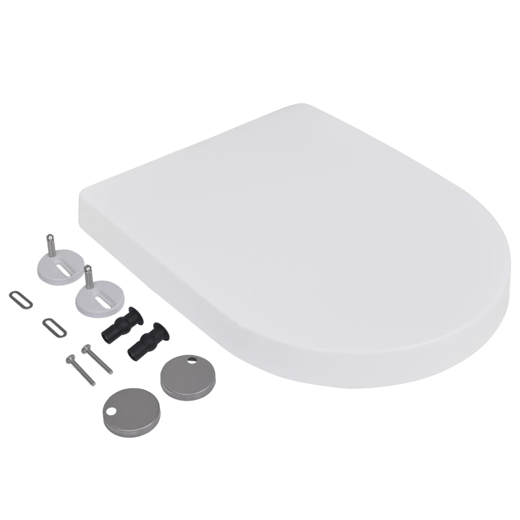 Toilet Seats with Soft Close Lids 2 pcs Plastic White - 46×36cm