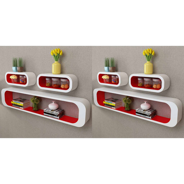  Wall Cube Shelves 6 pcs Red and White