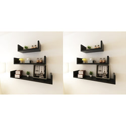 Wall Shelves 6 pcs Black