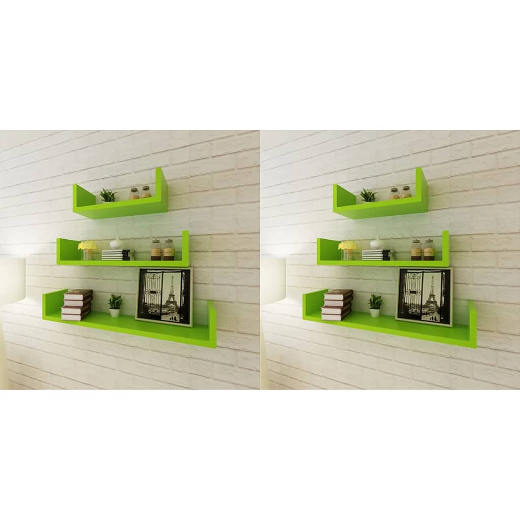 Wall Shelves 6 pcs Green