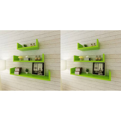 Wall Shelves 6 pcs Green