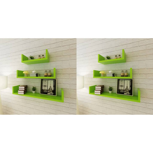 Wall Shelves 6 pcs Green