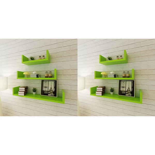  Wall Shelves 6 pcs Green