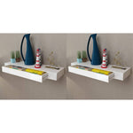 Floating Wall Shelves with Drawers 2 pcs White 80 cm