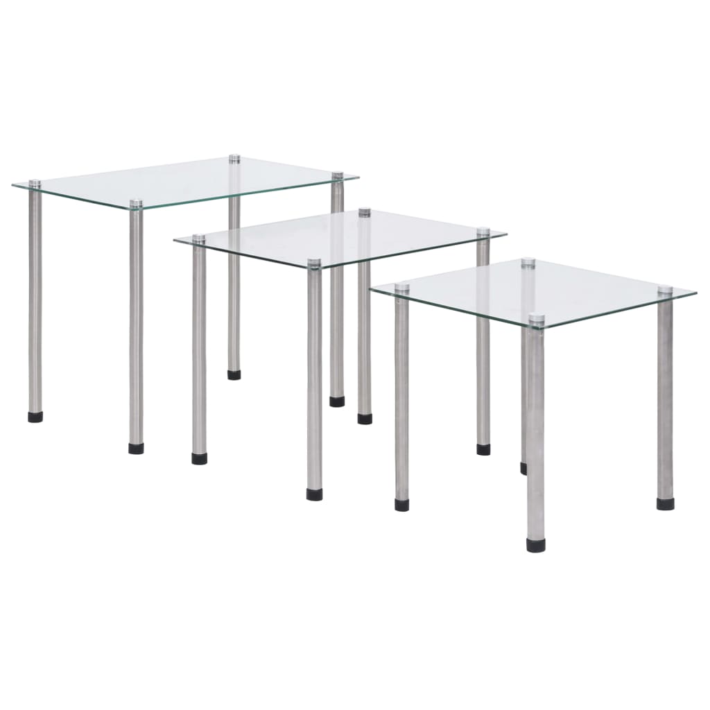 Glass Nesting Tables Set of 3 Tempered | HomeAndLiving