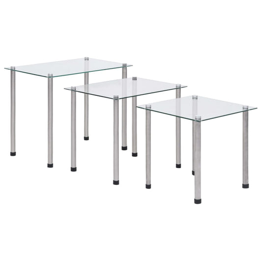 Glass Nesting Tables Set of 3 Tempered | HomeAndLiving