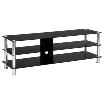 TV Stand Black Tempered Glass