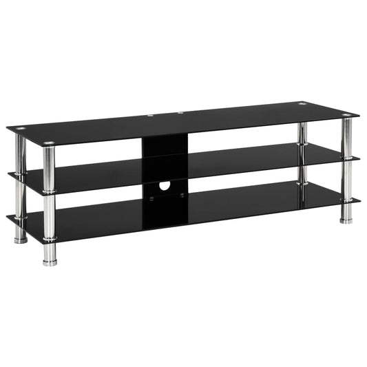 TV Stand Black Tempered Glass