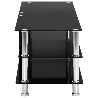 TV Stand Black Tempered Glass