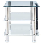 TV Stand Transparent 2 Shelves Tempered Glass