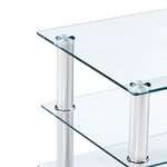 TV Stand Transparent 2 Shelves Tempered Glass