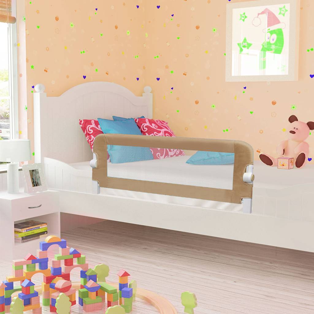 Toddler Safety Bed Rail Taupe Polyester - 102×40.5×42cm