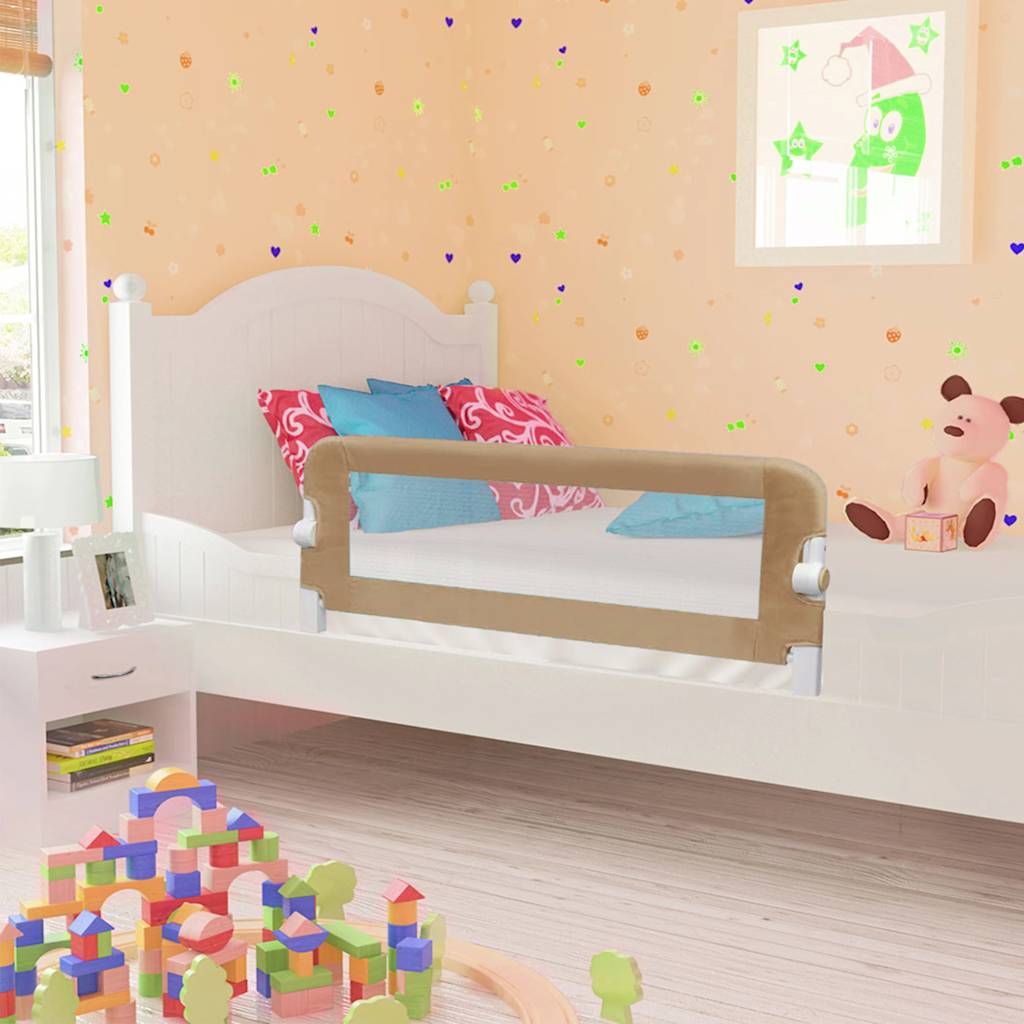 Toddler Safety Bed Rail Taupe Polyester - 120×40,5×42cm
