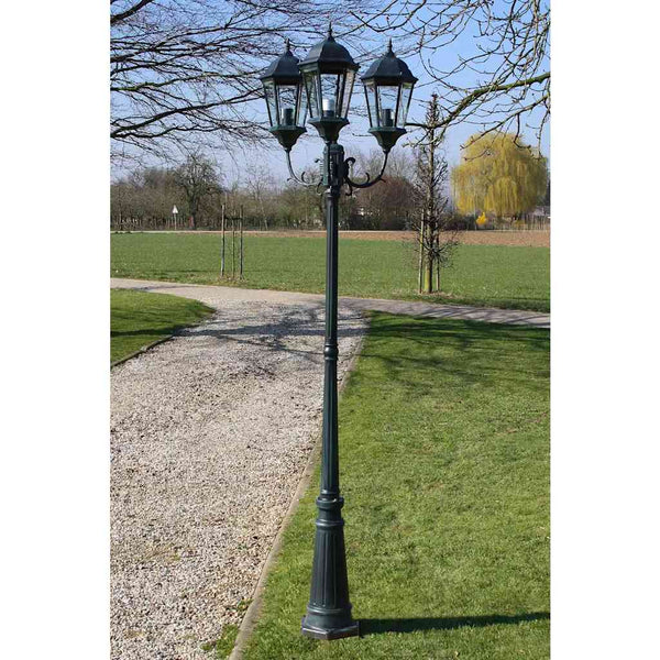  Brighton Garden Light Post 3-arms 230 cm Dark Green/Black