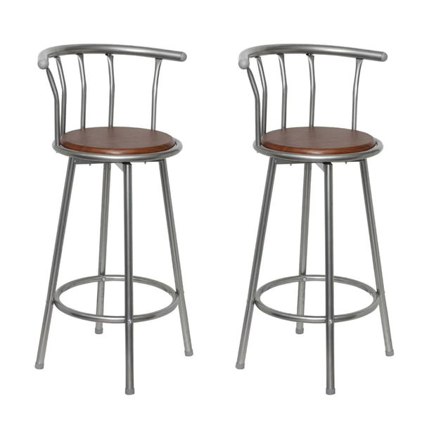  Bar Stools 2 pcs Brown Steel