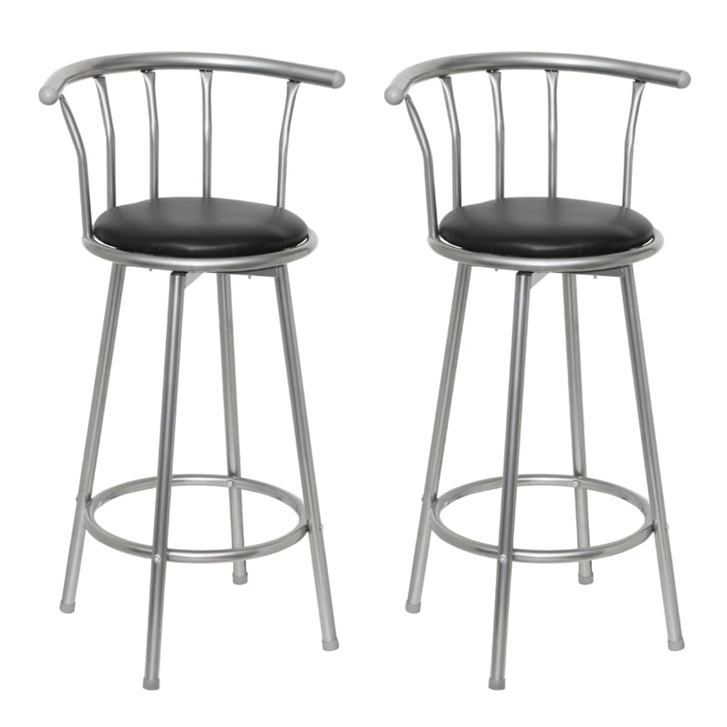 Bar Stools 2 pcs Black Leather - 40×40×99cm