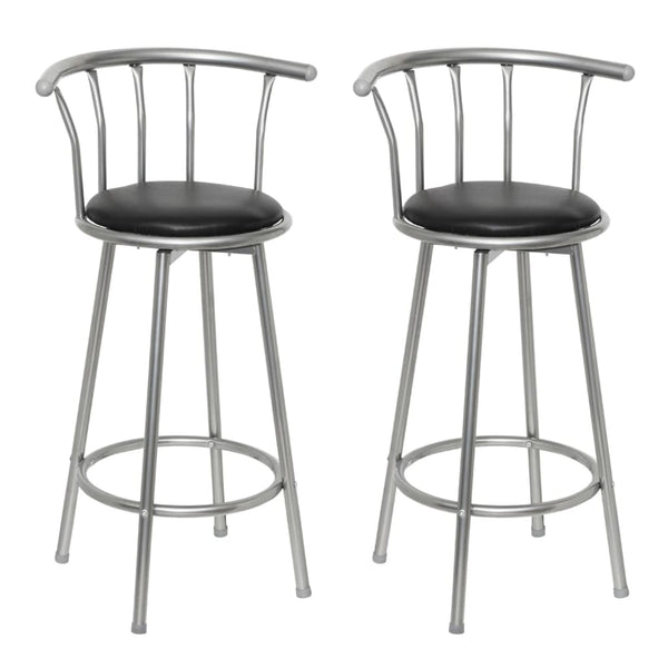  Bar Stools 2 pcs Black Leather