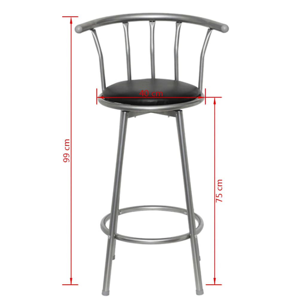 Bar Stools 2 pcs Black Leather - 40×40×99cm