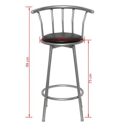 Bar Stools 2 pcs Black Leather - 40×40×99cm