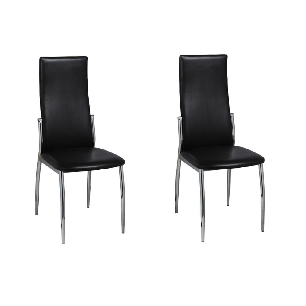 Dining Chairs 2 pcs Black Leather - 54×43×100cm