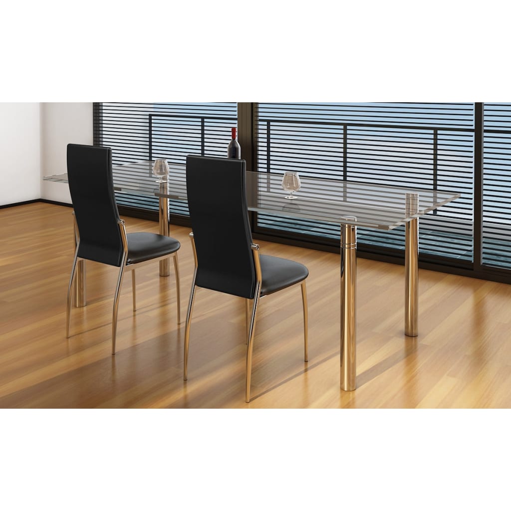 Dining Chairs 2 pcs Black Leather - 54×43×100cm