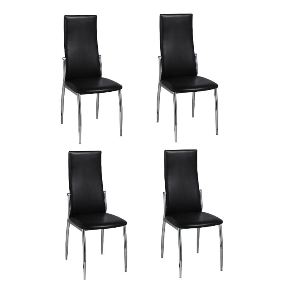 Dining Chairs 4 pcs Black Leather - 54×43×100cm