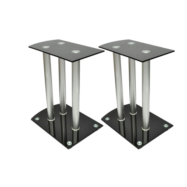  Aluminum Speaker Stands Black Glass 2pcs