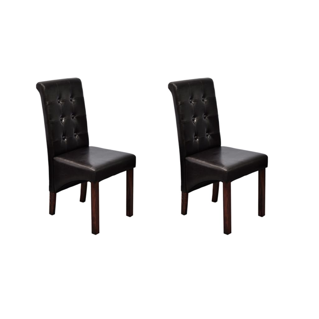 Dining Chairs 2 pcs Brown Leather - 43×52×95cm