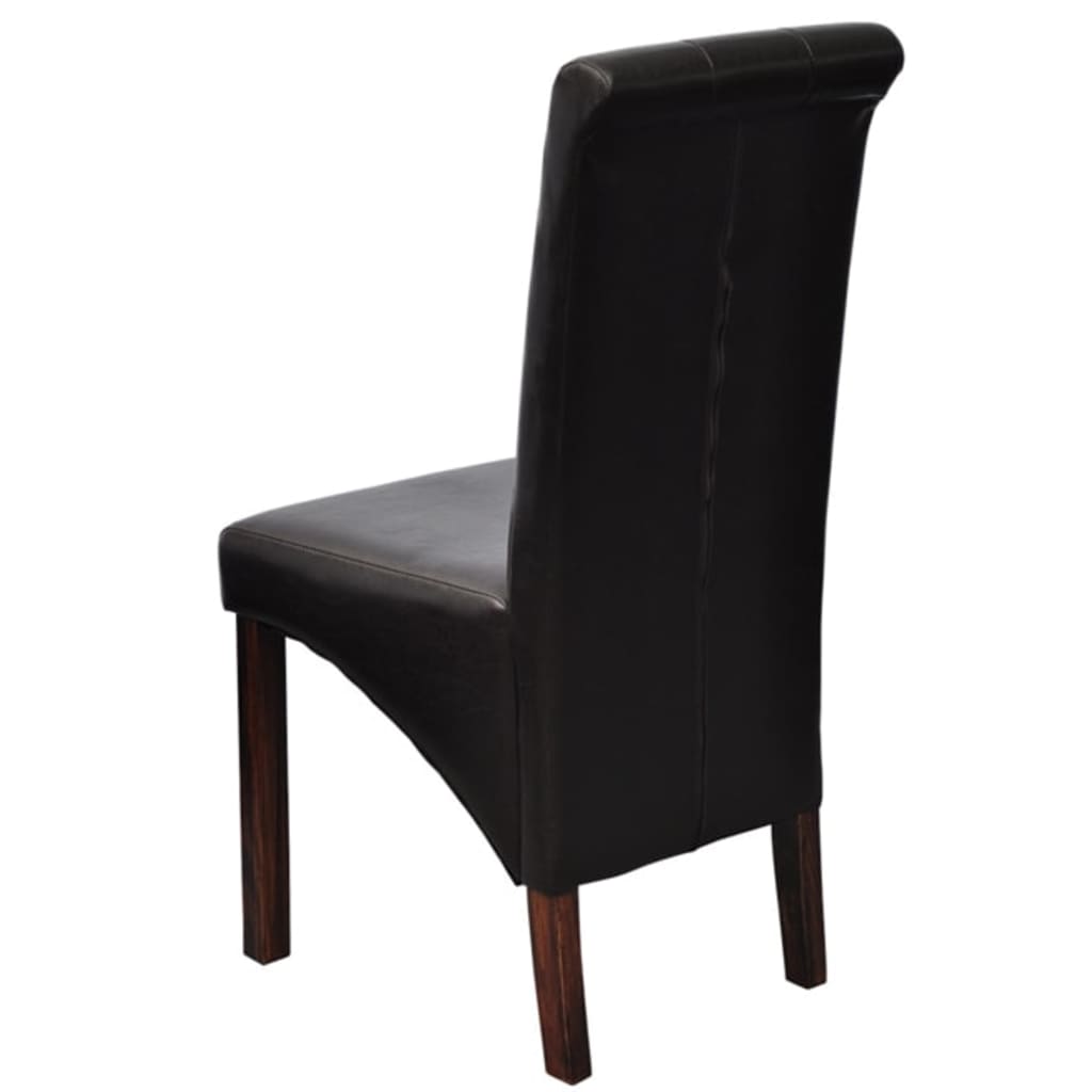 Dining Chairs 2 pcs Brown Leather - 43×52×95cm
