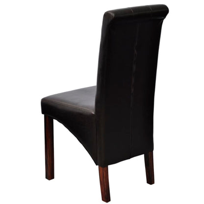 Dining Chairs 2 pcs Brown Leather - 43×52×95cm