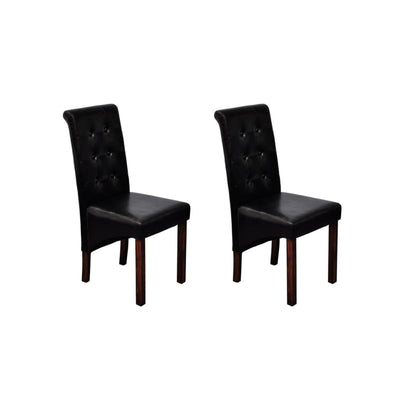 Dining Chairs 2 pcs Black Leather - 43×52×95cm