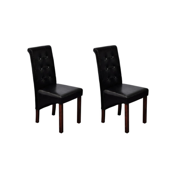 Dining Chairs 2 pcs Black Leather