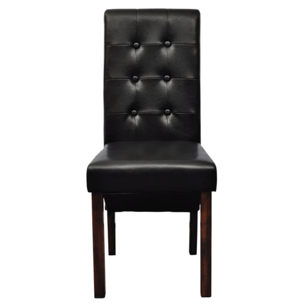 Dining Chairs 2 pcs Black Leather - 43×52×95cm