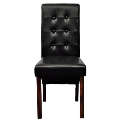 Dining Chairs 2 pcs Black Leather - 43×52×95cm
