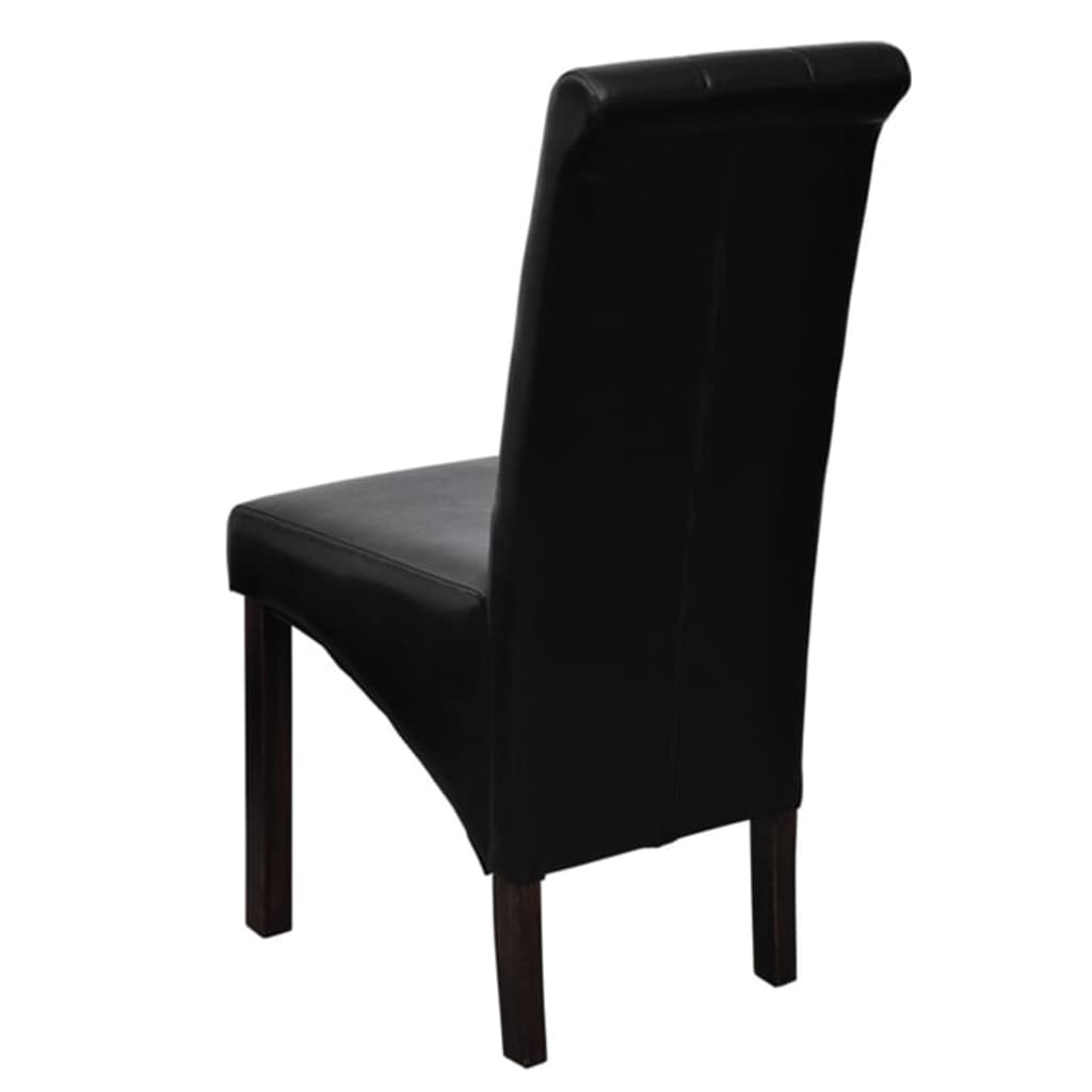 Dining Chairs 2 pcs Black Leather - 43×52×95cm