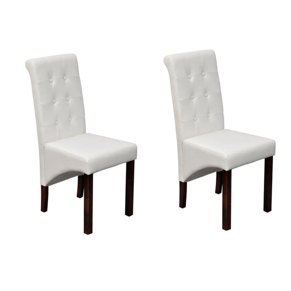  Dining Chairs 2 pcs White Leather