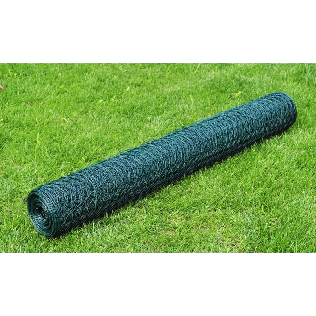 Mesh Fence Galvanised Steel Hexagon Dark Green