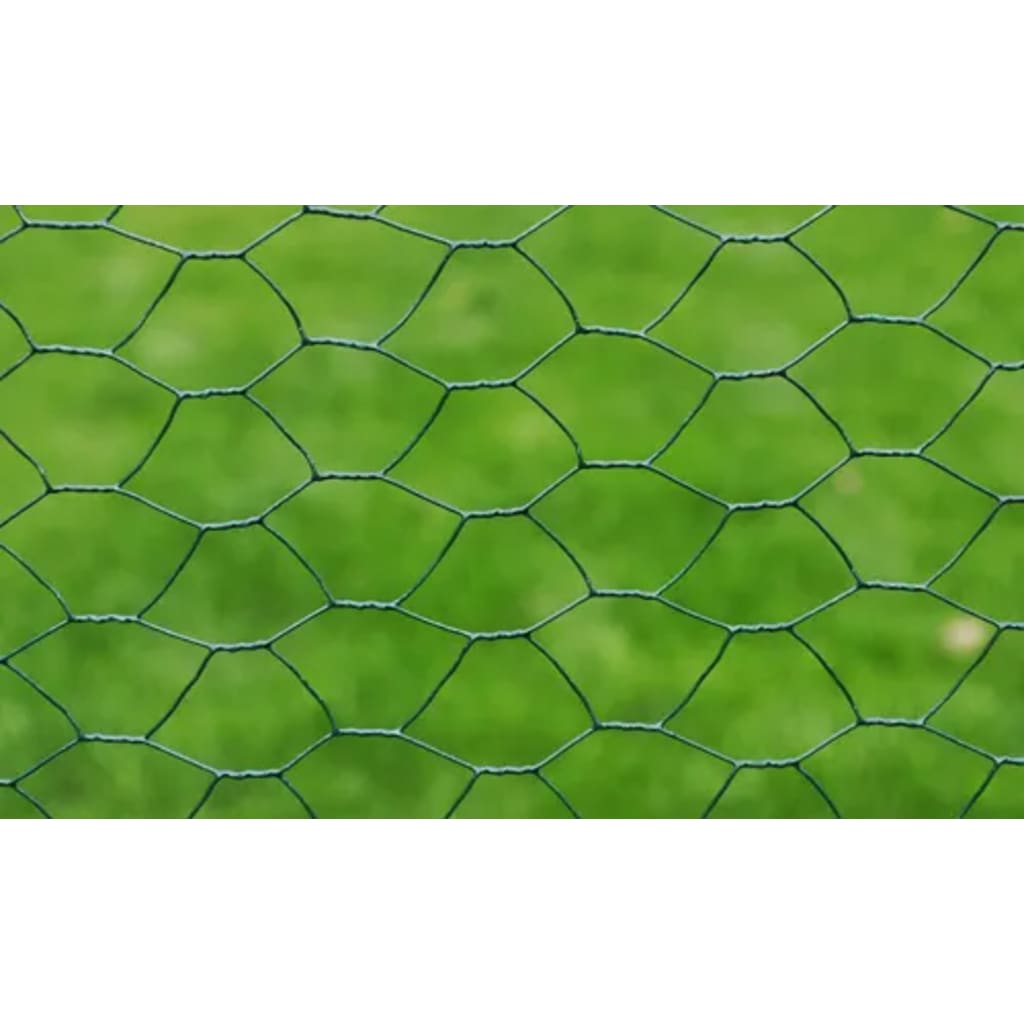 Mesh Fence Galvanised Steel Hexagon Dark Green