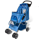 Pet Stroller Travel Carrier Blue Folding