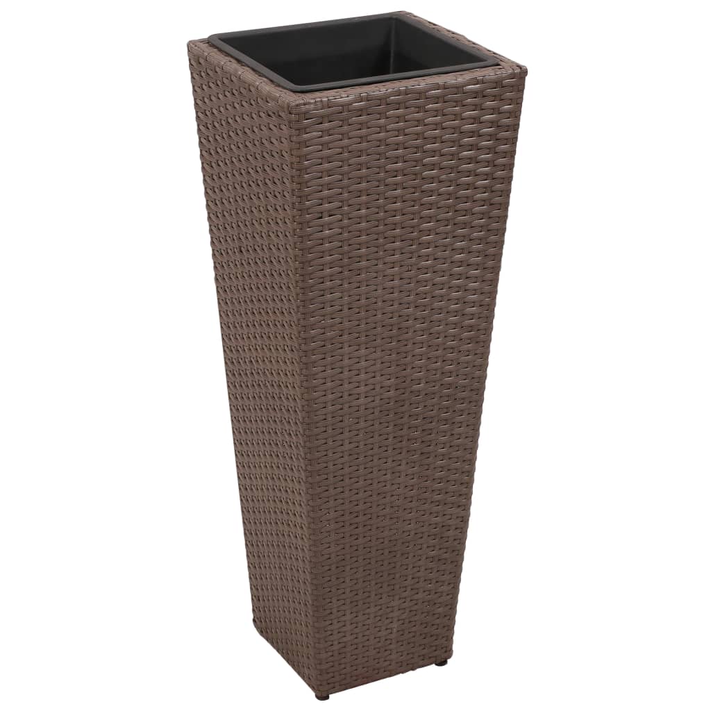 3 Rattan Flower Pots Brown