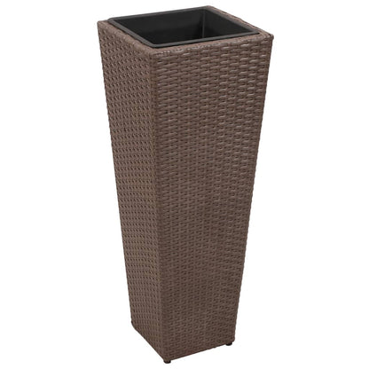 3 Rattan Flower Pots Brown